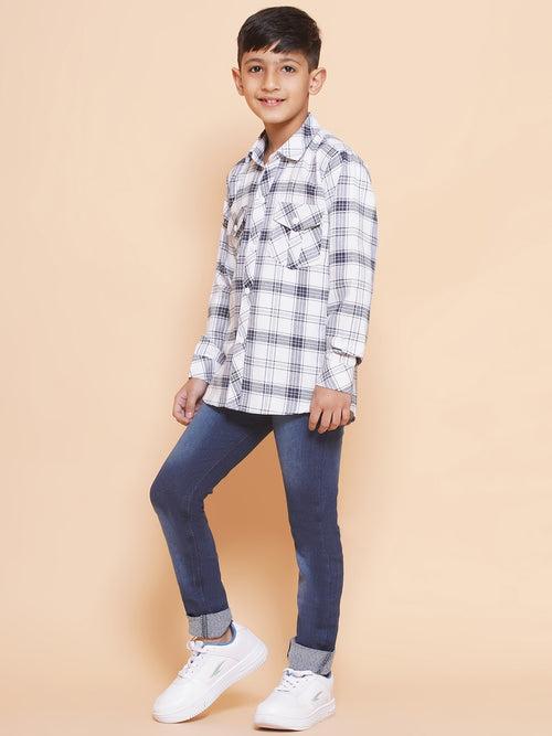 Kids White Shirt and Jeans Clothing Set For Boys