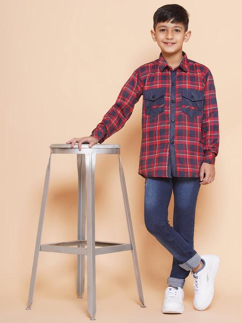 Kids Red Shirt and Jeans Clothing Set For Boys