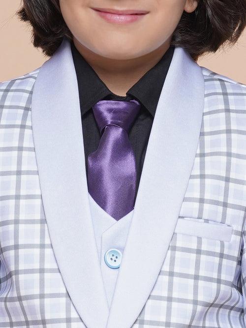 Boys Kids Check Mauve Cotton Blend Suit Set