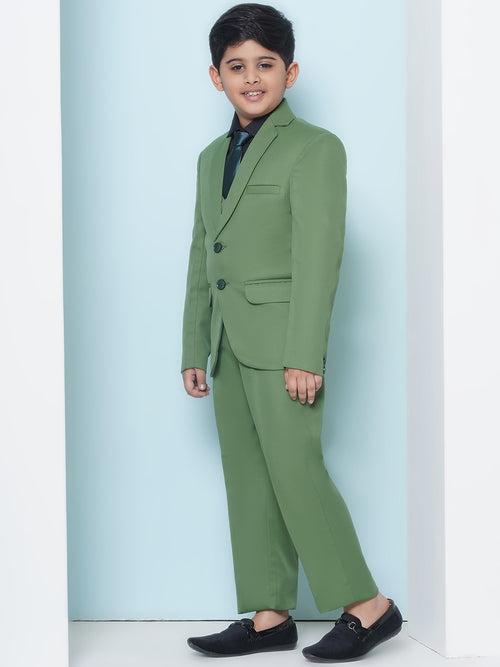 Boys Kids Check Green Cotton Blend Suit Set