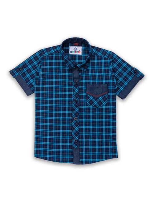 Firozi Kids Half Sleeve Checkered Shirt & Shorts Set