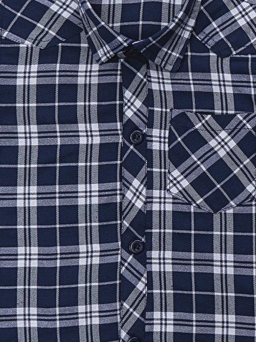 Blue Kids Half Sleeve Checkered Shirt & Shorts Set