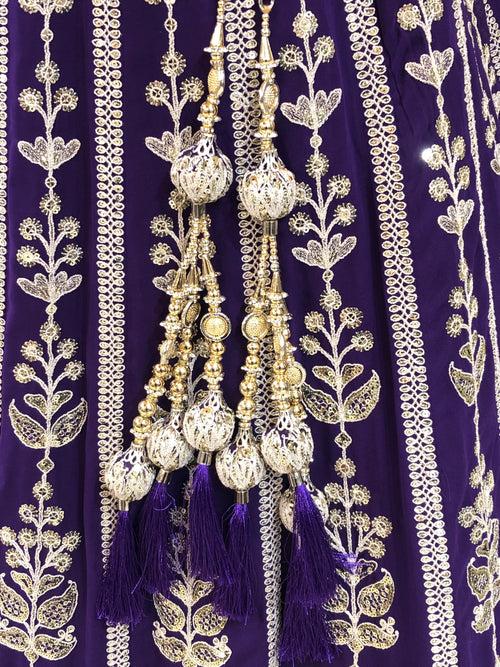 Purple Georgette Lehenga With Dori And Sequence