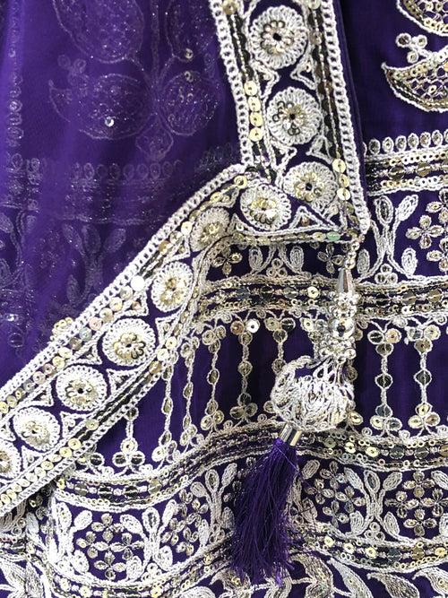 Purple Georgette Lehenga With Dori And Sequence