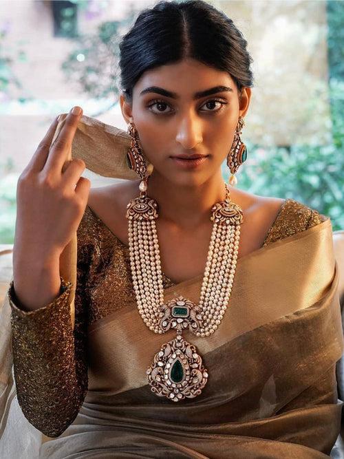 Sabyasachi Inpsired Victorian Peacock Pearl Necklace