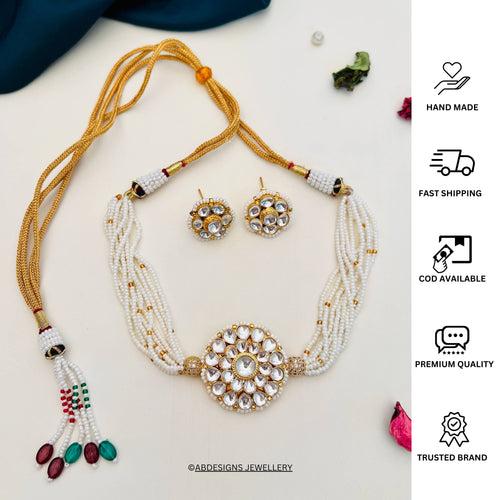 Classic White Kundan Polki Choker Necklace