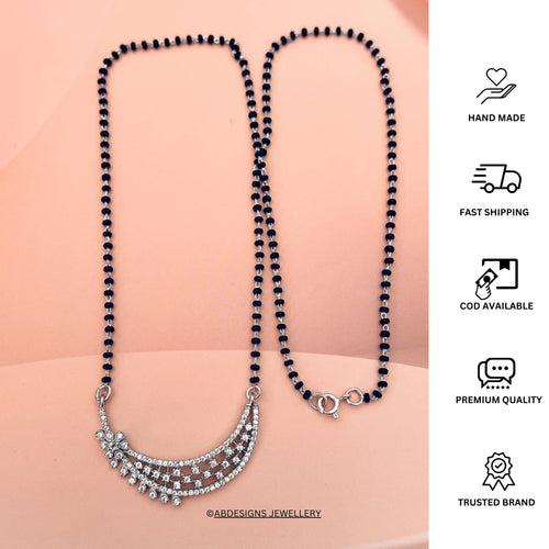 925 Sterling Silver Floral Diamond Mangalsutra
