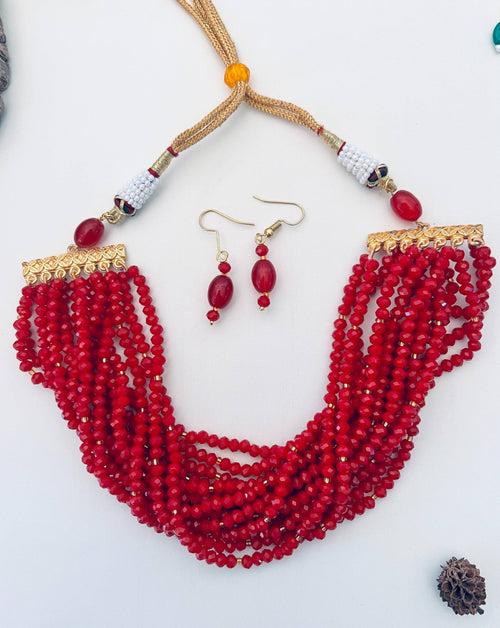 Stunning Gold Plated Red Choker Necklace