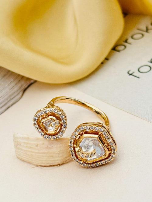 Exquisite Polki Duo Triangle Ring