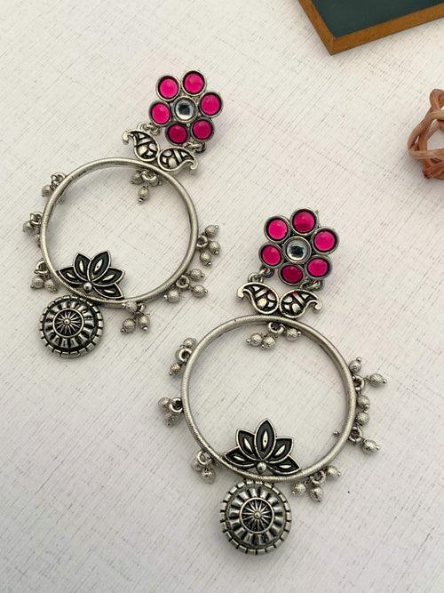 Enchanting German Silver Plated Floral Earring