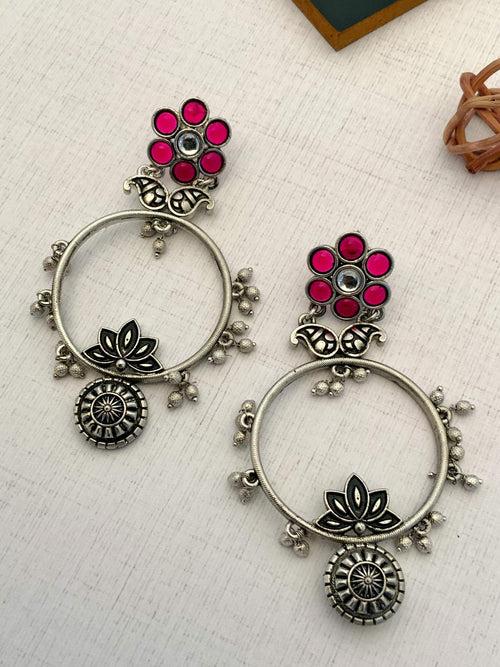 Enchanting German Silver Plated Floral Earring