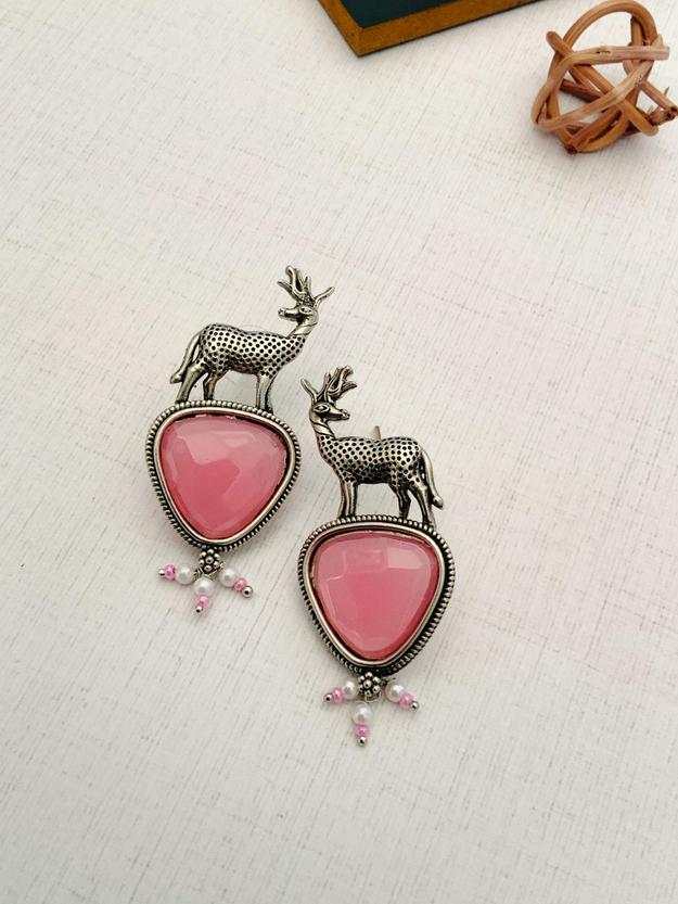 Elegant German Silver Plated Deer Earrings