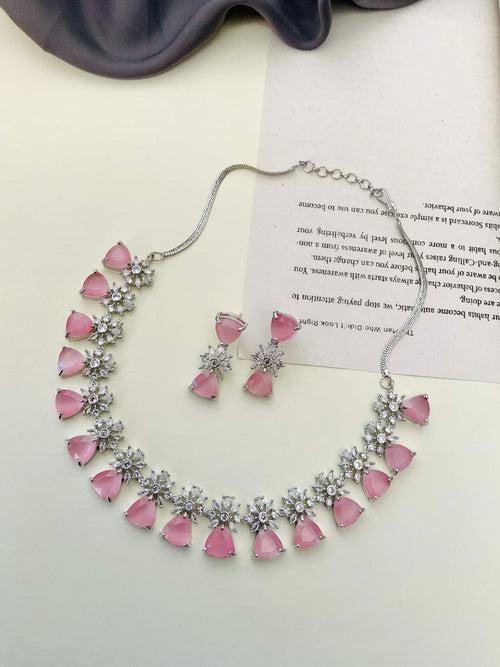 Elegant Crystal American Diamond Necklace Set