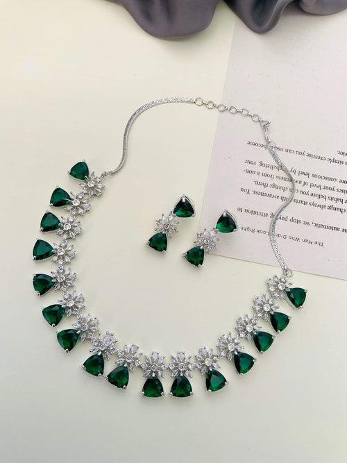 Elegant Crystal American Diamond Necklace Set