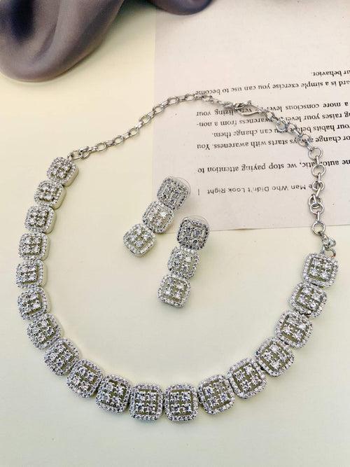 High Quality Minimal American Diamond Necklace Set