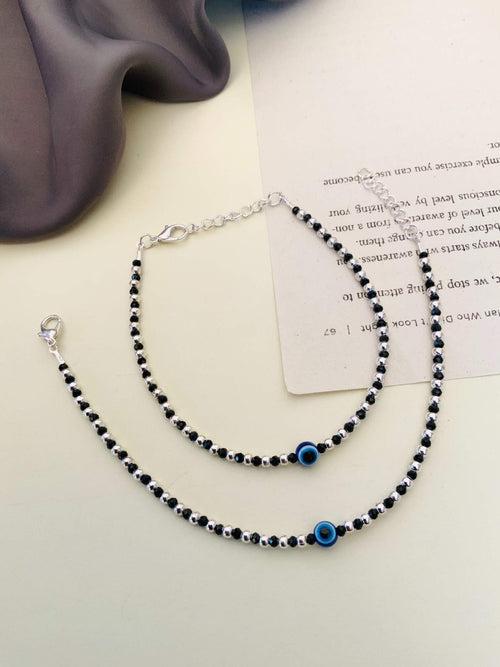 Sophisticated Silver Plated EvilEye Anklet