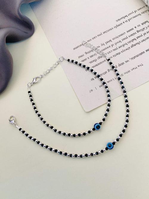 Sophisticated Silver Plated EvilEye Anklet