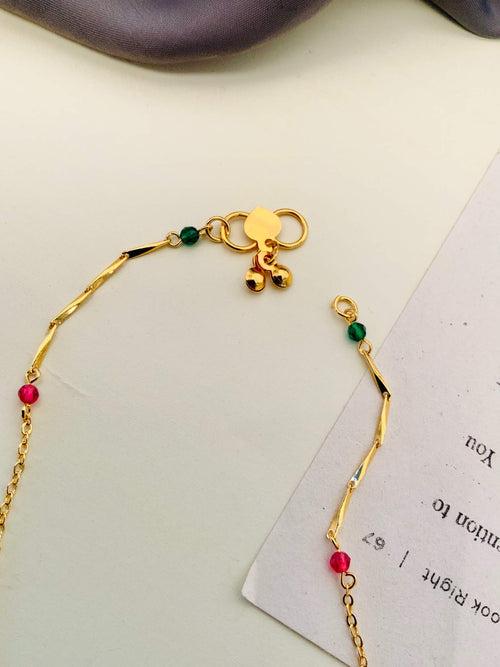 Classic Crystal Stones Gold Plated Anklet