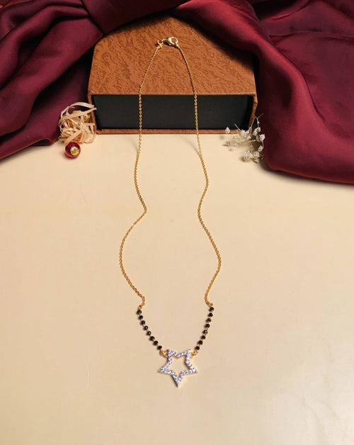 Sparkling Gold Plated Star American Diamond Mangalsutra