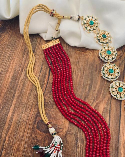 Traditional Kundan And Beads Mala Set