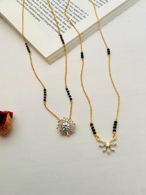 Magnificent Gold Plated American Diamond Mangalsutra Combo