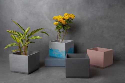 Concrete Cuboid Juno Planter-Grey