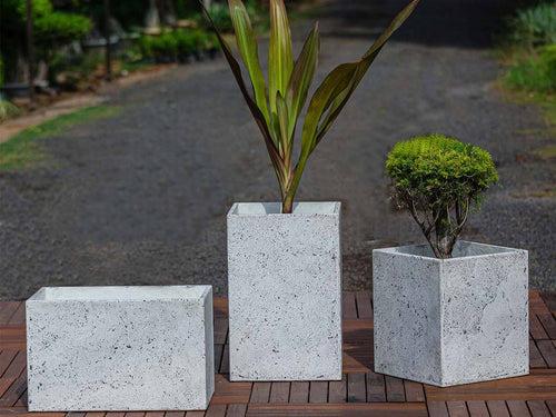 Concrete Jigsaw Planters l Concrete Marbre Planters Collection l Set of Three Concrete Pots