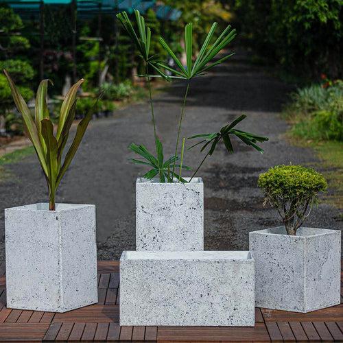 Concrete Rubik Planters l Concrete Marbre Planters Collection l Set of Four Concrete Pots