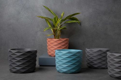 Concrete Tryst Planter - Charcoal-Mid Size Planters