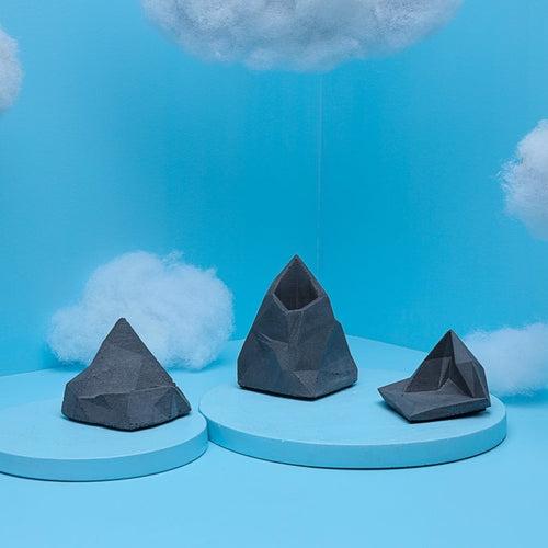 Concrete Low Poly Desktop Organiser Set of Three -Charcoal