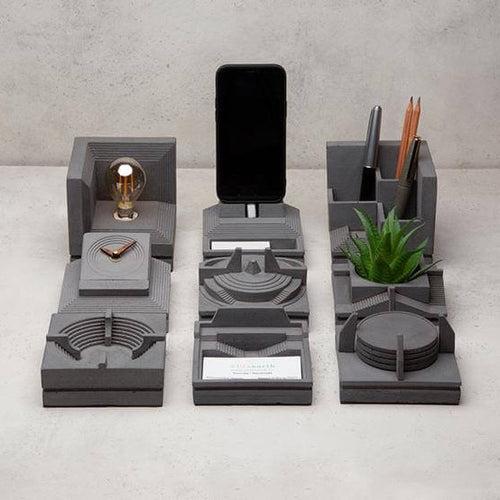 NAVA  Concrete Desktop Organisers - Set of Nine