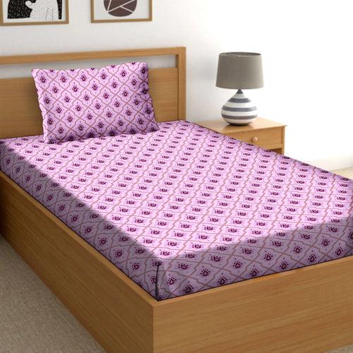 Single Bedsheet with 1 Pillow Cover Cotton Purple Colour - Cuddle Collection