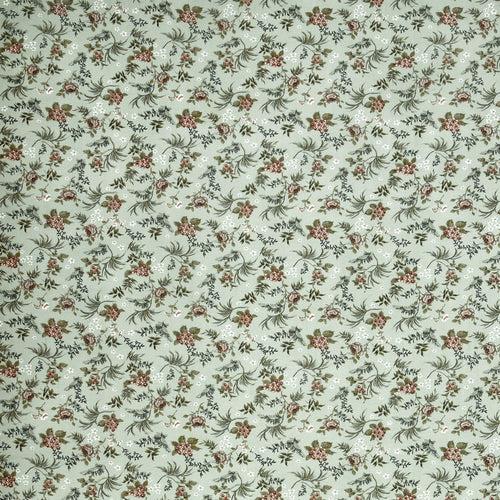 Double Fitted Bedsheet with 2 Pillow Covers Cotton Floral Design Green Colour - Stella Collection