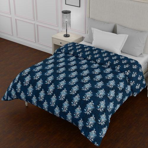 Single AC Quilt Reversible 150 GSM (152 X 229 Cm, Blue) - Kalamkari Collection