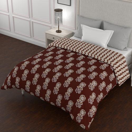 Single AC Quilt Reversible 150 GSM (152 X 229 Cm, Brown) - Kalamkari Collection