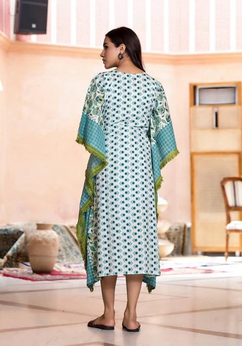 Turquoise Printed Maternity Feeding Kaftan Dress