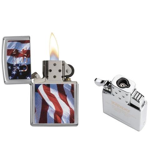 Made in USA Flag and FREE Single Torch Butane Insert