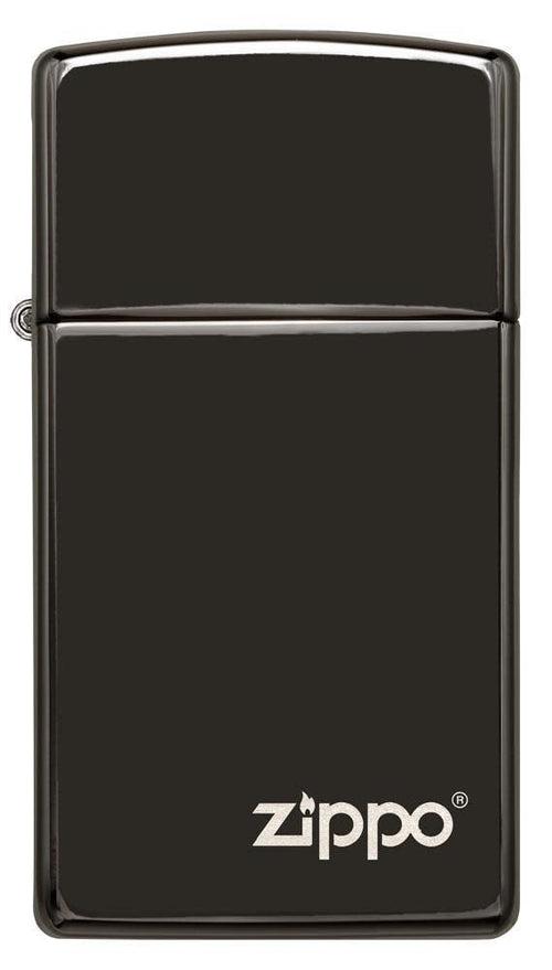 Slim<sup>®</sup> High Polish Black Zippo Logo