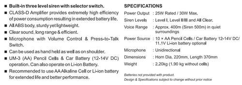 Ahuja AM 30SS Megaphone with In-Built Siren