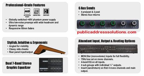 Studiomaster ORB 2422 Mixer Premium mixer (24 Channel) with Bluetooth, Recording, Graphic Equalizer, Dual Echo and One knob Compressor