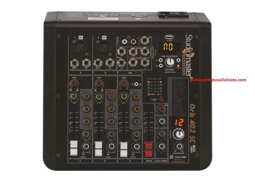 Studiomaster Orb 402 SC Mixer with Inbuilt Audio Interface, Bluetooth, USB, Recording & Echo (4 Channel)