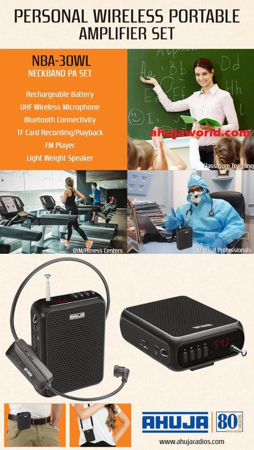 Ahuja NBA 30WL with Bluetooth, FM, Recording and SD card option Wireless speaker. Best for Teachers, Doctors & Public address of a small gathering