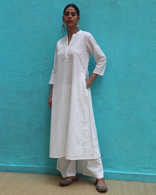 Mirena Cotton Kurta Set - Safed