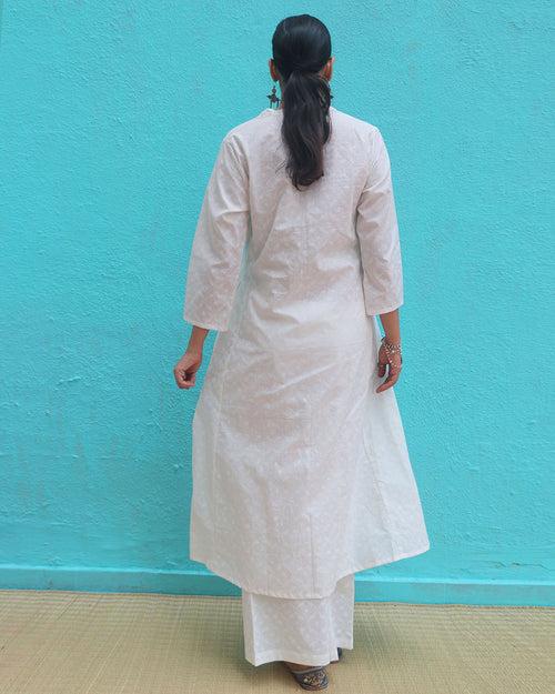 Mirena Cotton Kurta Set - Safed