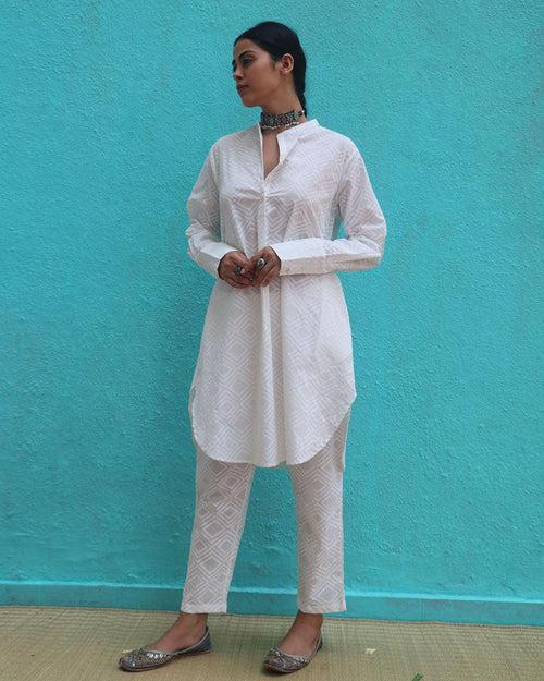 Ginevra Cotton Kurta Set - Safed