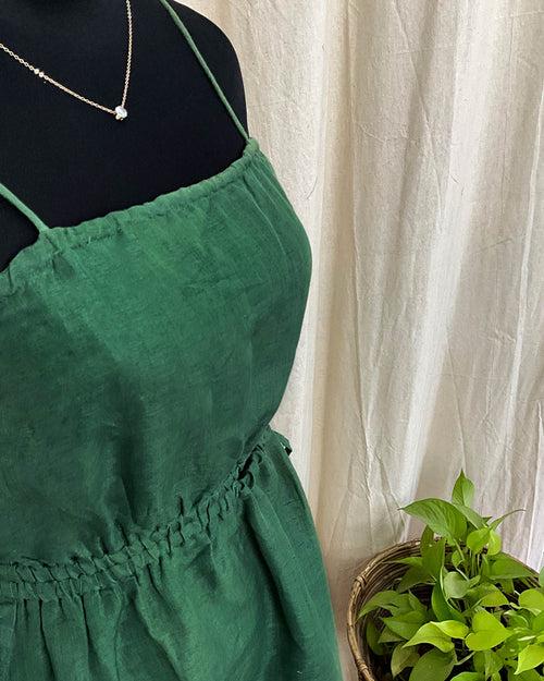 Green Handwoven Linen Dress - Love Despite