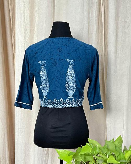 Blue HandBlock Printed Cotton Blouse - Love Despite