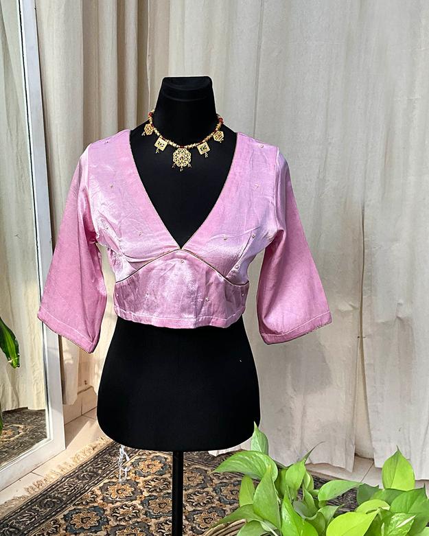 Pink Mashru Silk Blouse - Love Despite