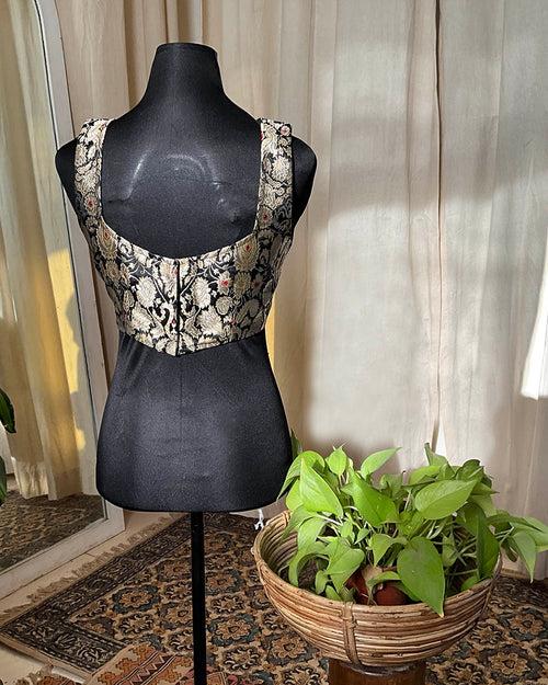 Black Brocade Blouse - Love Despite