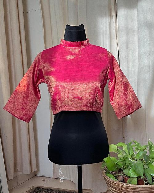 Handwoven Cotton Zari Blouse - Love Despite